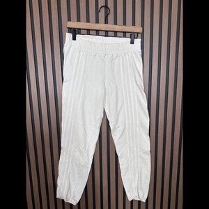 Monrow Sweatpants XS Womens Whit Fleece Pull On 4-Stripe Cropped High Rise